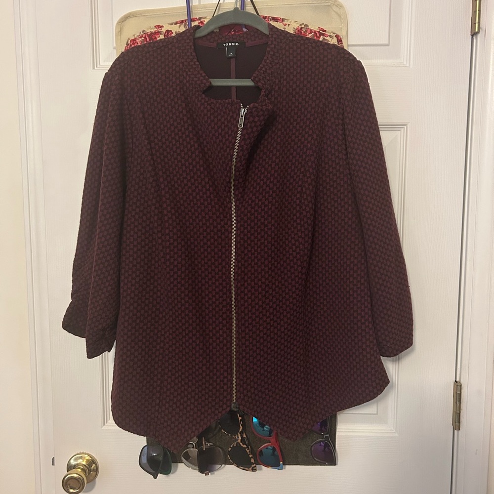 torrid Textured Burgundy Zip-Front Jacket